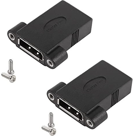 QIANRENON 8K DP1.4 Panel Montaje Acoplador Displayport Adaptador de extensión Recto Hembra a Hembra, para Montaje Fijo en tableros de Instrumentos o Panel de Equipo, 2Pcs (Tornillos Incluido)