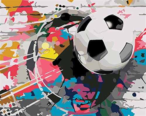 Diy Ölgemälde Kinder Fußball Ins Netz Malen Nach Zahlen Kits Leinwand Diy Acrylmalerei Für Erwachsene Und Kinder Mit Malpinseln 40X50cm