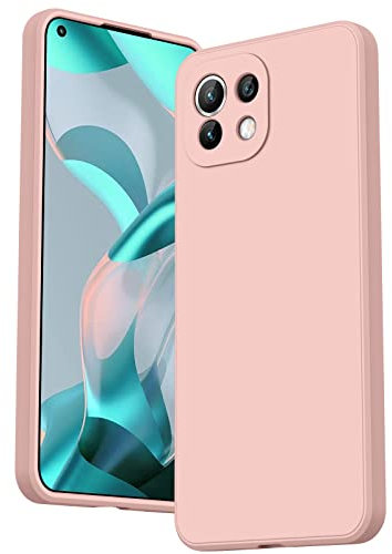 AK Kompatibel mit Xiaomi Mi 11 Lite 5G/Mi 11 Lite 4G/Mi 11 Lite 5G NE Hülle Silikon Handyhülle mit Microfiber Stoßfeste Schutzhülle Hülle für Xiaomi Mi 11 Lite (Rosa)