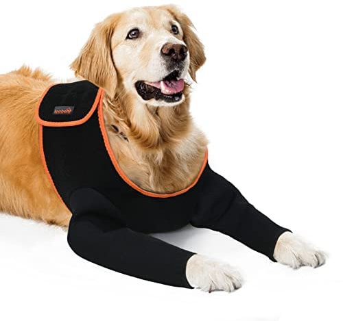Dog Recovery Sleeve - Stop Licking, Cone Alternative, Scratch Resistant, Waterproof Wound Protector - Black, XS