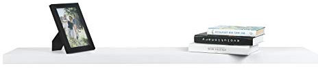 eSituro Étagère Murale, Étagère Flottante, en MDF et Métal, avec Support Invisible, pour Chambre, Salon, Bureau, Cuisine, Blanc, 50x22,9x3,8cm