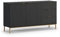 BETTSO - Sideboard Wohnzimmer - Kommode mit Schubladen - 150cm breit, 80cm hoch - Goldene Beine und Griffe, Soft Close Mechanismus - Viel Stauraum für Schlafzimmer, Flur - Schwarze Asche Holzoptik