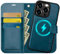 OCASE iPhone 15 Pro Hülle(2in1) Leder Stoßfestes Case [Abnehmbare magnetische Hülle] [Kabelloses Laden] [Kartenfach] Handyhülle RFID Schutzhülle Etui Klapphülle Pfauenblau 6,1 Zoll