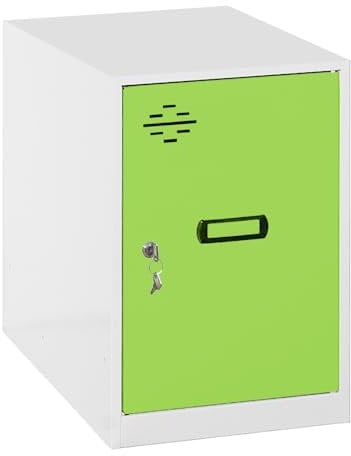 Simon Rack Simonlocker Kommode, klein, 475 x 400 x 500 mm, Amario aus Metall, inkl. Schlüssel, Weiß/Grün