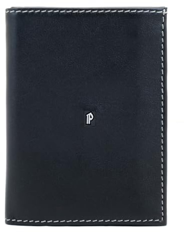 Pielnoble PE238 Cartera Negra de Piel Legitima Tarjetero para Hombre | Billetera con Protección RFID, Doble Billetero.