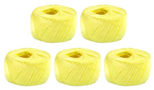 QUARKZMAN Corda in Plastica Poliestere Nylon per Casa, Larghezza 20Mm, Lunghezza 80m/262Ft,Per Imballaggio Giardinaggio Artigianato Confezione da 5 (Giallo)