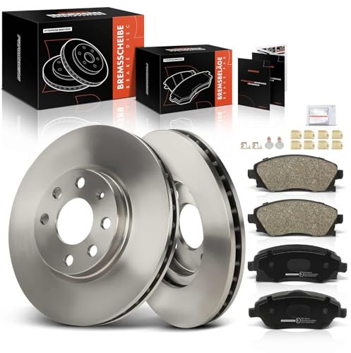 Frankberg 2x Bremsscheiben + 4x Bremsbeläge mit Bremsenschmiermittel Vorderachse Kompatibel mit Combo Tour 2001-2011 Corsa C F08 F68 2000-2006 Meriva X03 Replace# 93176114