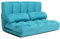 GOPLUS 2 Sitzer Bodensofa mit 2 Kissen, 3 in 1 Sofabett Liege Sofa mit 6 stufig Verstellbarer Rückenlehne, Klappsofa mit Schlaffunktion für Wohnzimmer Schlafzimmer (Blau)