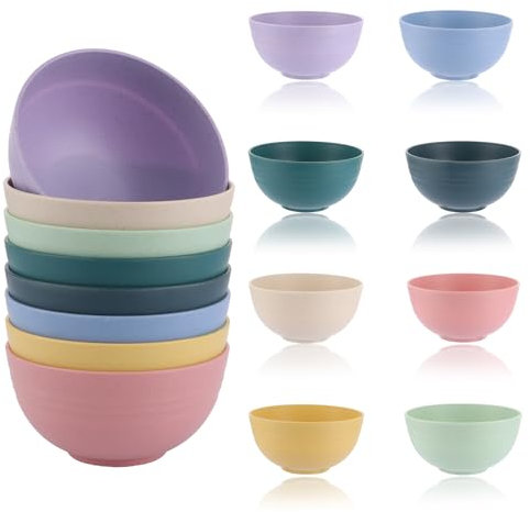 GBACHOOSE 8 Müslischalen 900ml Bowl Schüssel, Suppenschüssel, Müslischale Kunststoff Salatschüsseln 8 Farben für Müsli, Salat, Nudeln, Obst, Spülmaschinen, Mikrowellentauglich