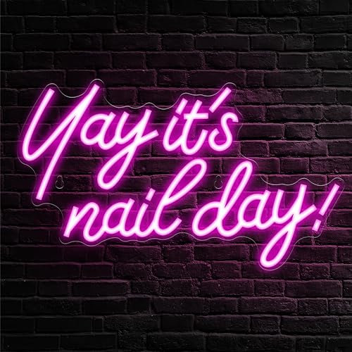 Kavaas Yay Its Nail Day Neon Sign - Nails Neon Sign for Nail Room Decor | LED Nails Sign for Salon Bar, Beauty Room, Bedroom - Great Gift for Nail Tech Girls, Christmas, Birthday