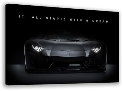 Motivation Auto Sportwagen Wandbild Leinwandbild Kunstdruck XL Deko Größe 120x80x2cm