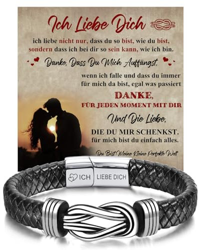 XUANPAI Herren Armband Ich Liebe Dich Geschenk für Männer - Lederarmband Hochzeitstag Geburtstagsgeschenk für Freund Jahrestag Geschenk für Ihn Hochzeitstagsgeschenke für Ehemann