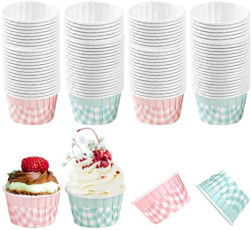100 Stück Papier Muffinförmchen, Backförmchen Papier, Backförmchen Muffinformen Cupcake Förmchen für Geburtstag Hochzeit Party (Blau und Rosa)