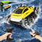 Joellfuner Amphibienfahrzeug Ferngesteuert, Monster Truck ferngesteuert an Land und Wasser, 1:15 All Terrain Ferngesteuertes Auto, Geeignet für 4,5,6,7+ Geburtstag Weihnachten Geschenke(Gelbes)