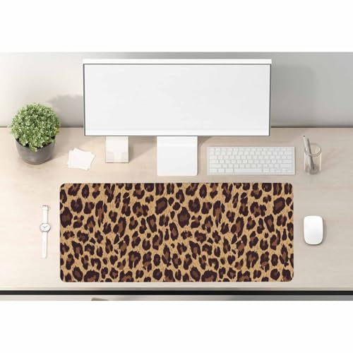 Woutay Desk Mouse Pad,Brown Leopard Spots,Extended Large Mouse Mat Desk Pad