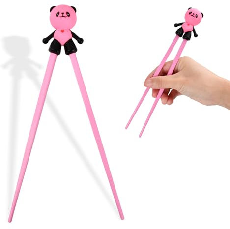 Volumoon Bacchette, Bacchette Panda, Bacchette per Principianti, Riutilizzabili Antiscivolo, Bacchette Carine Resistenti al Calore Bacchette personalizzate per Sushi Rame Piatti Asiatici (Rosa)