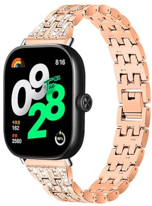 Edelstahl Armbänder Kompatibel mit Xiaomi Mi Band 9 Pro Armband, mit Strass Diamanten Glänzendes Verstellbarer Metall Ersatzbänder Elegant Armband für Xiaomi Band 9 Pro Uhrenarmband Damen Herren (5)