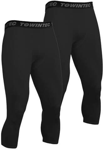 Towintec Herren Kompressionshose Laufhose 3/4 Basketball Hose Tights Unterwäsche Schnell trocken Sportstrumpfhosen Fitness Athletisches Grundschicht Männer Hose Trainings Leggings Football