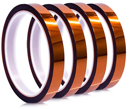 YISUMEI 4 Rollen Wärmeband für Sublimation 12 mm x 33 m Hitzebeständiges Klebeband Braun Hochtemperaturband ohne Rückstände, ideal für die Verwendung bei Elektronik Leiterplatten Thermotransfer