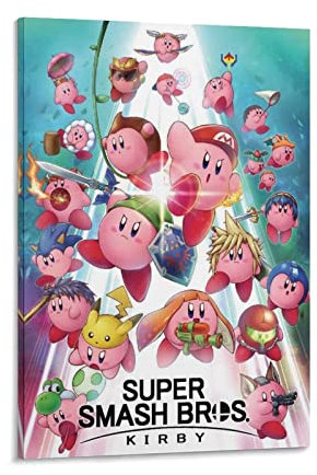HSYIFF Bilder Wohnzimmer Modern Senza Cornice 50 * 70cm Kirby Super Smash Bros Tela decorativa Wall Art Soggiorno Poster Camera da letto