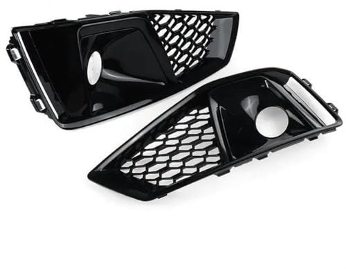 TIUEO Auto Frontgrill Nebelscheinwerfer Gitter Grill für Audi A4 B9 S4 2019 2020 8WD807681J 8WD807682J, Auto Frontstoßstange Nebelscheinwerfer Kühlergrill Abdeckungsgitter Entlüftungsgitter