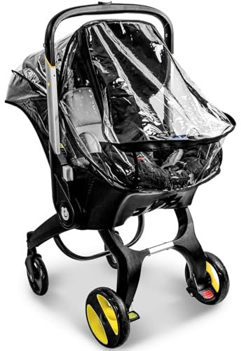 Doona Car Seat Stroller, Black Transparent Stroller Rain Cover, Buggy Rain Cover Universal With Easy Access Zipper, Buggy Snow Cover That Protects Against Rain Snow Wind, Pushchair Cover for Strollers