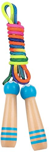 Ogetok 16 FT Long Skipping Rope, 5m Multiplayer Rainbow Jump Rope for Adults, Adjustable Cotton Double Dutch Jumping Rope with Wooden Handle for Outdoor Sport, Party Game, Fitness Workouts