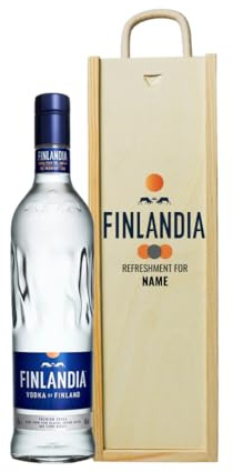 Personalised Finlandia Finland Vodka with Wooden Box Gift Set, 70cl