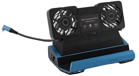 VBESTLIFE 9 in 1 Dockingstation, RGB USB C HDMI 4K 60 Hz Gigabit Ethernet Dual Cooling Lüfter mit Einstellbaren Geschwindigkeiten für Dampfdeck für ROG Ally für Legion Go