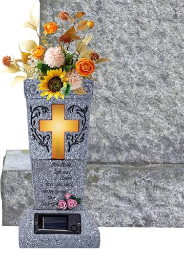 Mppchhn Portafiori Per Cimitero | Vasi Commemorativi,Decorazioni A Luce Solare Con Punte Per Giardino Cimitero Spazi Memoriali Esterni