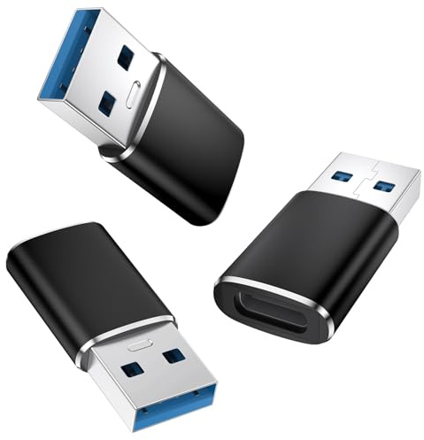 USB to USBC Adapter for iPhone 16 16e 15 Car Charger Adapter 3Pack,Type C Female to USBA Male Cable Converter for Apple Watch 10 9,iPhone 14 13 12 Pro Max Plus,AirPods,Samsung Galaxy S25,17 (Siliver)