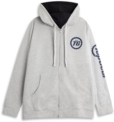 Top Gear Unisex Grey Hooded Zip-Up Hoodie | Logo Design for Everyday Wear | Long Sleeve Comfortable Apparel | Official Merchandise