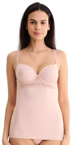 Lisca Schalen BH Hemdchen Ruby | vorgeformte Schalen-Cups | Spitze mit Rosenmotiv | transparente Einsätze | 75-90 B-D