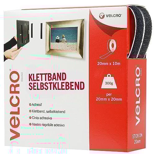 VELCRO Brand Cinta adhesiva 20mm x 10m Negro