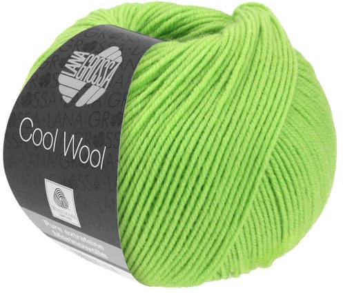 LANA GROSSA Cool Wool Uni | Extrafeine Merinowolle waschmaschinenfest und filzfrei | Handstrickgarn aus 100% Schurwolle (Merino extrafein) | 50g Wolle zum Stricken & Häkeln | 160m Garn FB 509