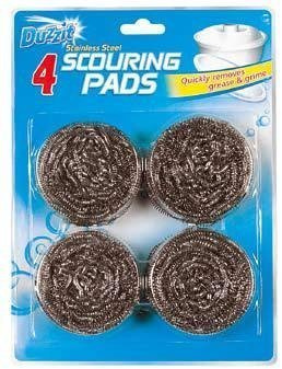 Duzzit Stainless Steel Scouring Pads NEW Pack Improved Quality 4 Pack