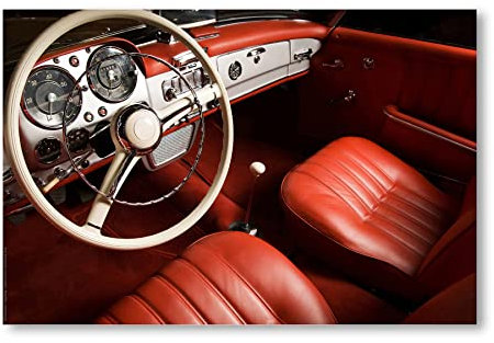 Postereck - 0006 - Oldtimer, Rot Auto KfZ Mustang Alt Wagen Cockpit - Fahrzeug Wandposter Fotoposter Bilder Wandbild Wandbilder - Poster - DIN A3-29,7 cm x 42,0 cm