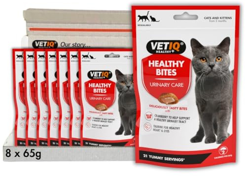 VETIQ Healthy Bites Urinary Care Cat & Kitten Treats 168 Serv. | Supports Urinary Tract & Immune Health. Catnip & Cheese Flavour. Reduces Litter Tray Odours. Omega 3 & 6