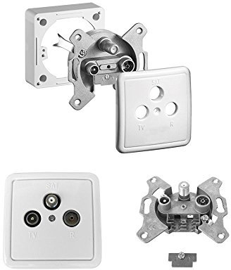 20x ARLI Satdose 3-Fach – Antennendose für Aufputz & Unterputz (Stich- oder Enddose) mit Abdeckung & Rahmen TV Radio SAT DVB-S DVB-T2 Kabel
