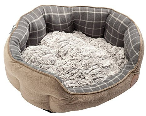 Petface Panier Ovale en Bambou pour Chien ou Chat Gris Taille L