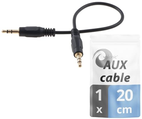 valonic cavo AUX corto - 20 cm - 3,5 mm - cavo jack audio- maschio maschio - 0,2m - per auto, iphone, TV, eco