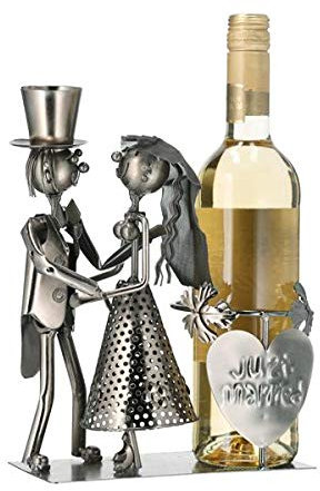 CE Flaschenhalter, 28 cm, Silber, Bodenstehend, Just Married