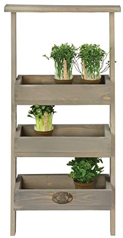Esschert Design Wandetagere, 39 x 33 x 73 cm, aus Holz, 3 Etagen, Holzkisten, Holzbox, Pflanzbox