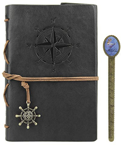 JIAHG Notizbuch A5 Retro Leder Tagebuch Journal Travel Reisetagebuch Notebook Skizzenbuch mit Lose-Blatt-Bindung für Reise und Aufschreibung