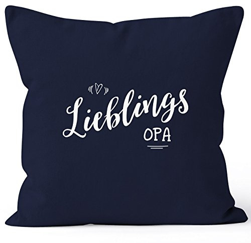 MoonWorks Kissenbezug Lieblingsopa Geschenk Familie Opa Großvater Großeltern Family Kissen-Hülle Deko-Kissen 40x40 Baumwolle Navy 40cm x 40cm