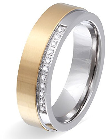 Juwelier Schönschmied - Damen Freundschaftsring Partnerring Ehering Beren Edelstahl Zirkonia 54 (17.2) 218Dac