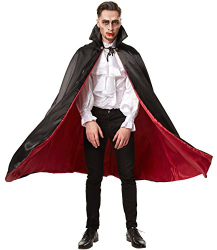 dressforfun Zweifarbiger, edler Vampirumhang mit stilvollem Kragen Fasching Fastnacht Karneval Halloween Kostüm (116 cm | Nr. 301854)