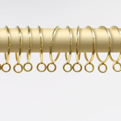 Coideal Gold Curtain Rings Metal - 20 Pack 38mm Openable Shower Curtain Rings, Open and Close Drapery Loops with Eyelets, Fits Up to 1 1/4-Inch Rod