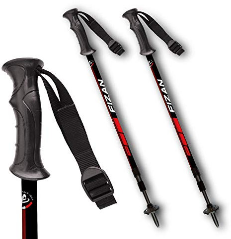 Fizan Modell Explorer, Veer Nordic Walking Stöcke aus ultraleichtem Aluminium, Rot, für Erwachsene Unisex, Einheitsgröße