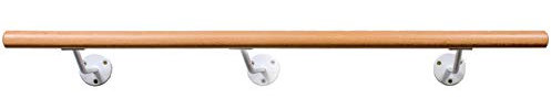 Ballettstange aus Holz, Wandhaltern in 2 Farben, 20cm Wandabstand, 20 Längen 2 Farben wählbar (Hellweiss, 3.30)